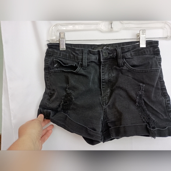 KanCan Black Denim Jean Summer Hott Booty Shorts Distressed Cut-Off Style (#870) - Picture 4 of 5